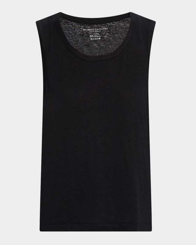 Crewneck Stretch Linen Tank